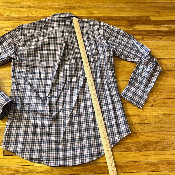 Peter Millar Shirt Mens Medium Plaid Long Sleeve Button Up Red Blue - Picture 5 of 6